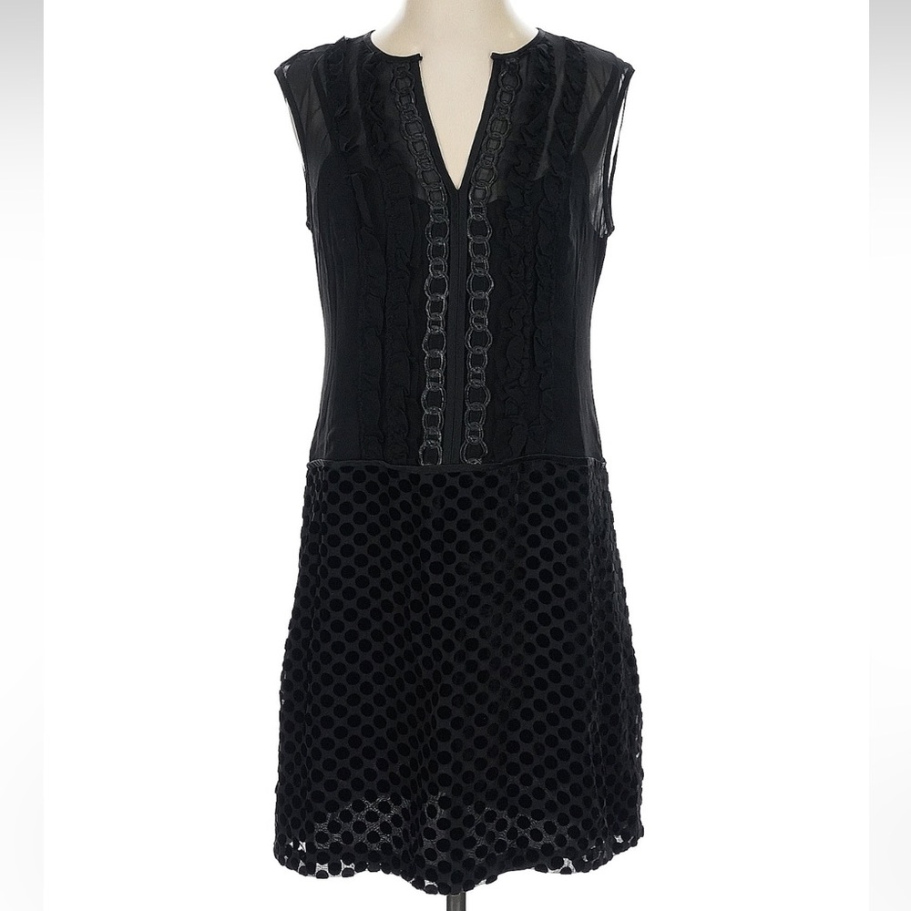 Vintage Nanette Lepore Silk Whimsigoth Black Polka Dot Mesh Goth Dress Size 4 - Picture 9 of 9